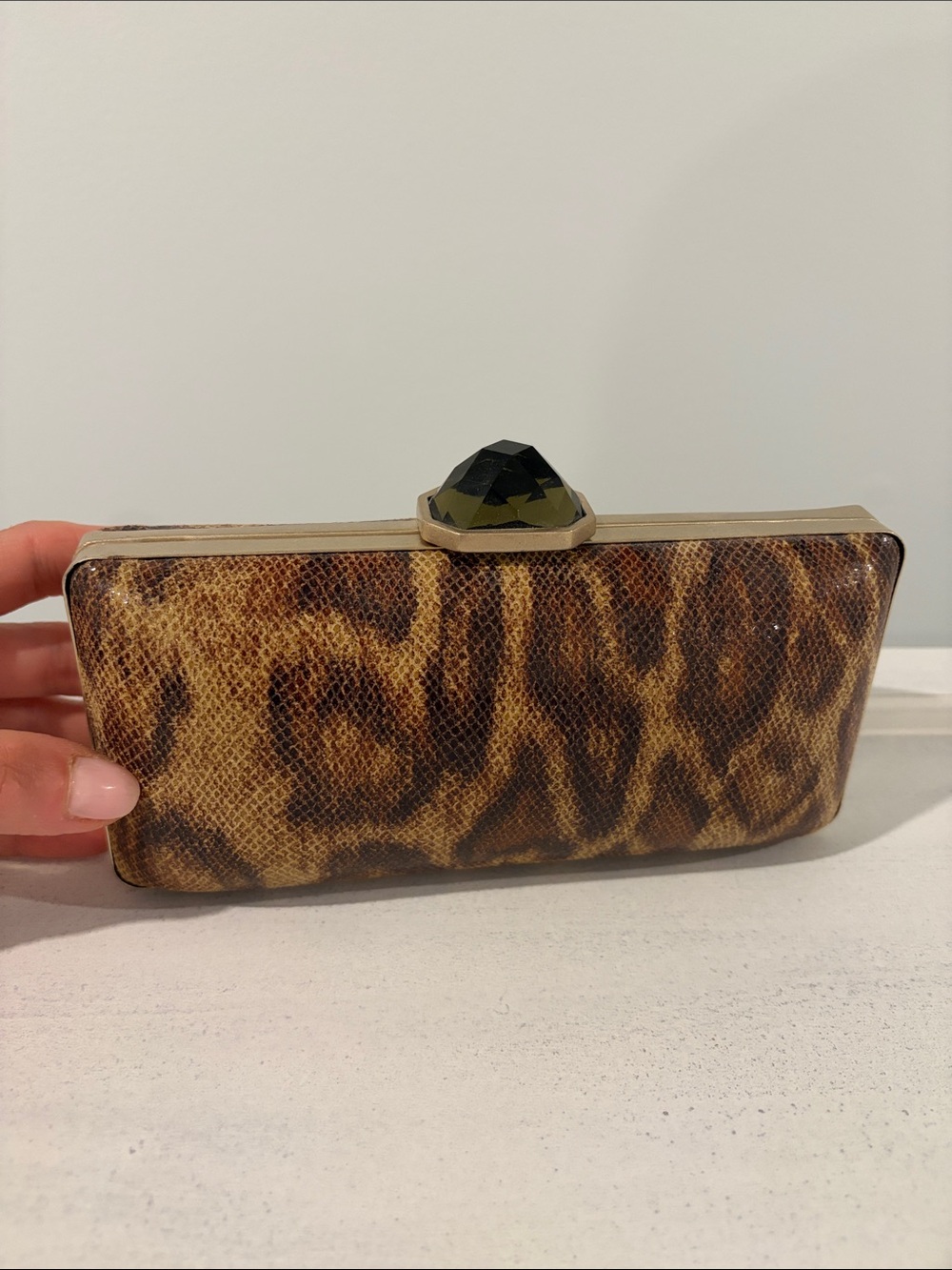 Banana Republic Leopard Print Clutch in Brown and Gold